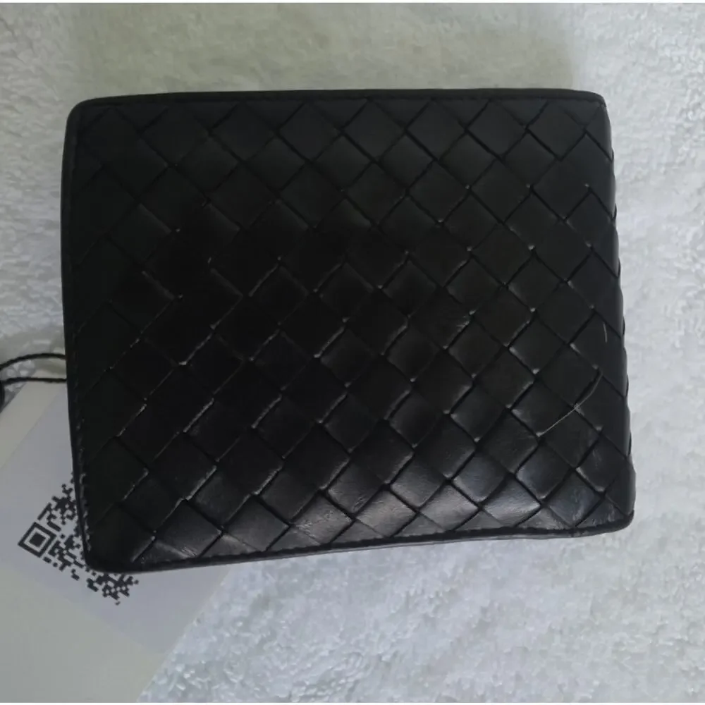 Bottega Veneta Men's Black Woven Bifold Folding Wallet Made Italy w/COA